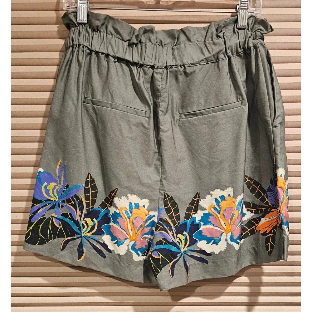Scotch & Soda Stay Sunny Floral‎ Paperbag Waist Tencel Shorts Green Medium